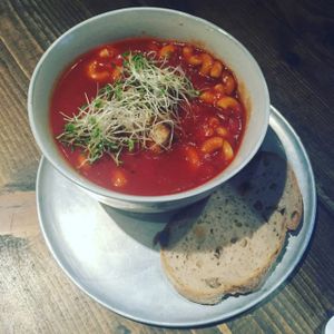 spaghetti soup at MUM Veggie Cafe in Hong Kong Island