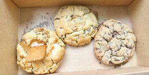 Biscoff, Peanut Butter and Chocolate Chip Cookies   at Queen Pea in Balmain