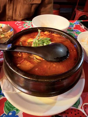 Spicy Sundubi-Jjiage stew    at Moon Pocha in Portland