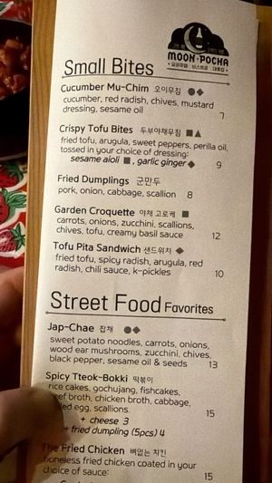 Dinner menu  at Moon Pocha in Portland