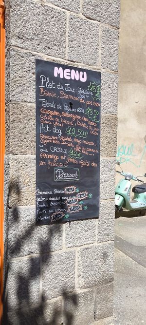 Menu as of July 2026 at Le Monde à l'endroit |  The World the Right Way Up in Saint-malo