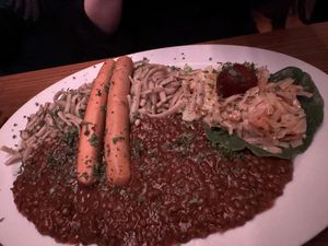 lentils & spätzle @ vegan sausages (all vegan)  at Hemperium in Ulm