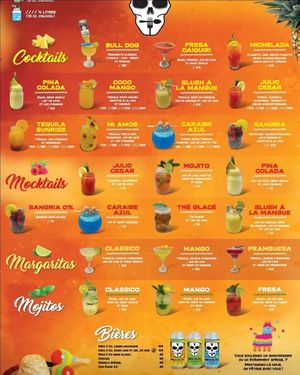 Drink menu at Mexi & Co in Sherbrooke