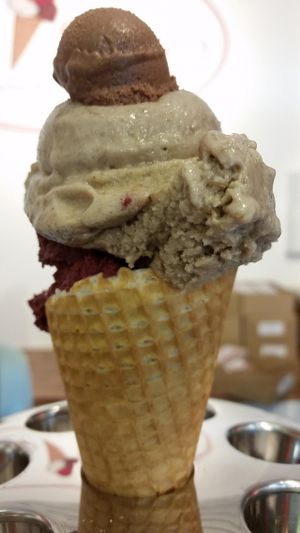 delicious vegan ice cream in sugar cone at iceDate - Amalienstt in Munich