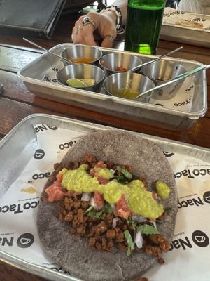 Vegan chorizo taco- no cheese   at Naco Taco in Hanoi