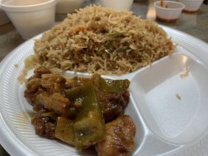 Fried rice. Comes with fried cauliflower  at Taj Chaat House in Irving
