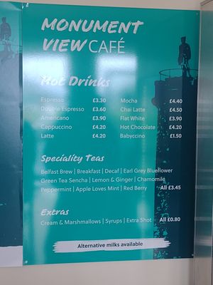 Hot Drinks Menu at Viaduct View Cafe in Glenfinnan