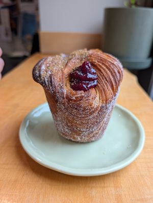 Plum jam and 5 spice cruffin at Abby and the Black Cat in Columbus