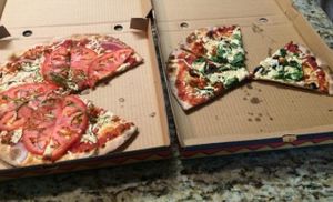 Take-out vegan pizzas at Malawi's Pizza in Lehi