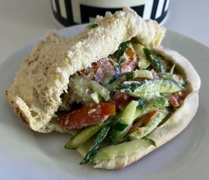 Falafel sandwich at Al Baghl Restaurant in Dubai