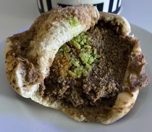 Foul falafel sandwich  at Al Baghl Restaurant in Dubai