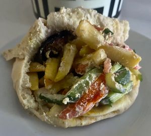 Mixed fried sandwich at Al Baghl Restaurant in Dubai