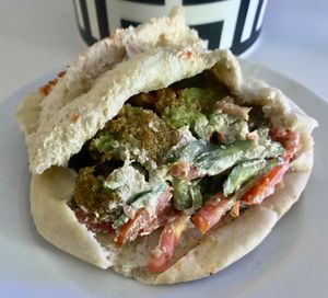 Stuffed falafel sandwich at Al Baghl Restaurant in Dubai