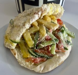 Potato chips sandwich at Al Baghl Restaurant in Dubai