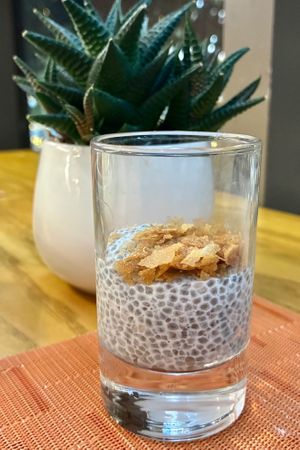 Chia pudding  at The Talk Restaurant in Dubai