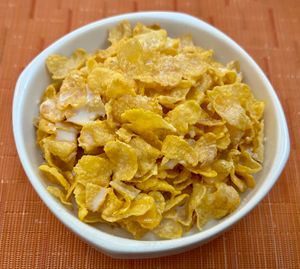 Gluten-free cornflakes with oat milk at The Talk Restaurant in Dubai