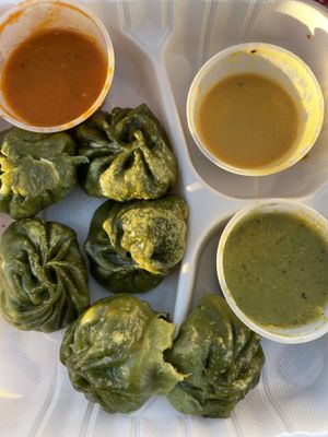 Spinach momos—recommended  at Annapurna Cafe in Seattle