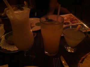 Guava martini, mango lemonade, hard banana smoothie at Annapurna Cafe in Seattle