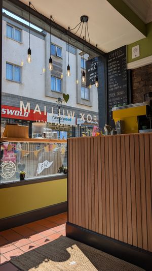 Inside view towards pedestrian area at Fox William Coffee Shop & Cafe in Fort William