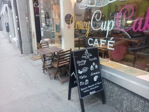 View from outside at Crazy CupCake Cafe in Luzern