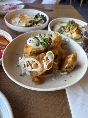 Crispy potatoes with vegan Caesar saucee  at Root Bath in Bath