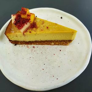 Peach cheese cake at Bi Nevi Deli in Istanbul