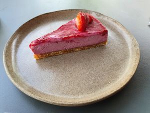 Strawberry cheesecake at Bi Nevi Deli in Istanbul