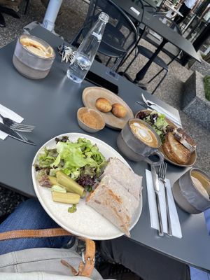 Gyro, 4 cheese sandwich, pogaca and lattes  at Bi Nevi Deli in Istanbul