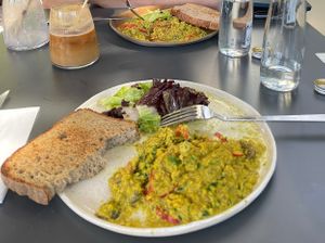 Pumpkin seed scramble  at Bi Nevi Deli in Istanbul