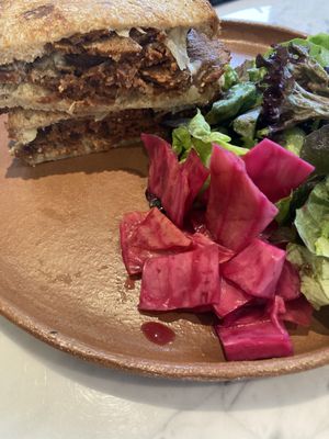 Pastrami sandwich and salad  at Bi Nevi Deli in Istanbul
