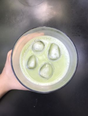 Matcha latte at Bi Nevi Deli in Istanbul