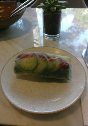Spring roll with veggies and hummus at Bi Nevi Deli in Istanbul