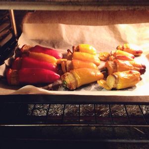 Cashew Stuffed Mini peppers for our Mexican Fiesta Night at Bi Nevi Deli in Istanbul