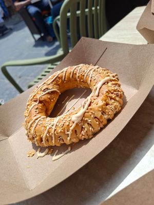 Tahini with halva at Crumberry Plant-based Cafe in Rodos