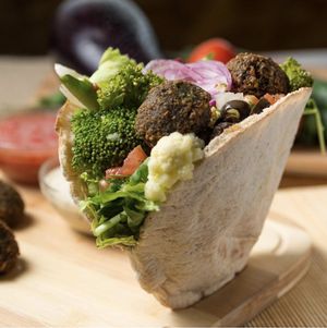 Falafel + salad bar  at Maoz in Sao Paulo