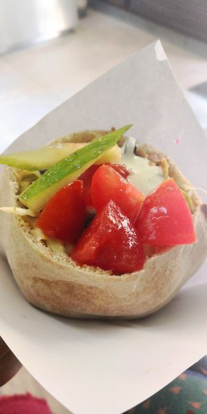 Junior falafel (: at Maoz in Sao Paulo