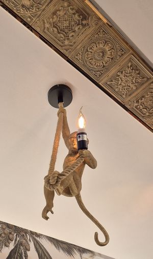 Funky light fitting at Bollywood Indian Restaurant in Lanzarote