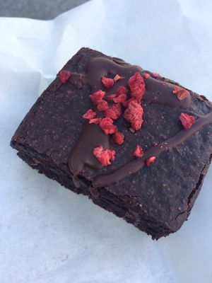 Peanut and raspberry brownie  at Ruby's of London in South East London