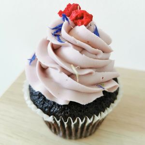 Chocolate lavender Cupcake  at Ruby's of London in South East London