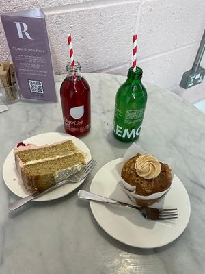 Drinks and cake at Ruby's of London in South East London