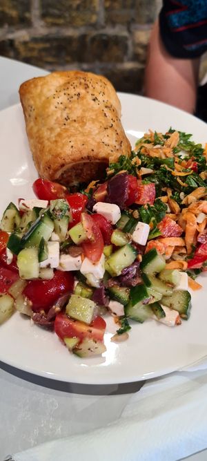 Sausage roll and salads at Ruby's of London in South East London