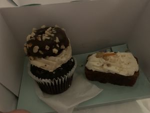 Hazelnut chocolate cupcake and carrot cake   at Ruby's of London in South East London