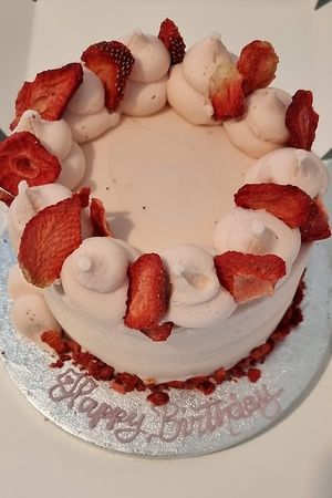 The classic strawberry/vanilla sponge cake at Ruby's of London in South East London