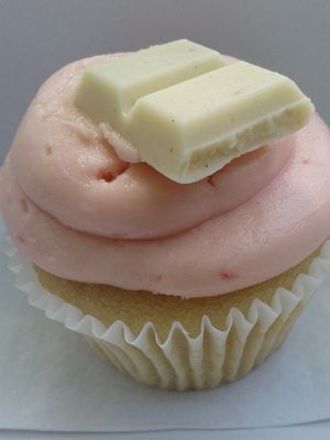 Strawberry and white chocolate cupcake at Ruby's of London in South East London