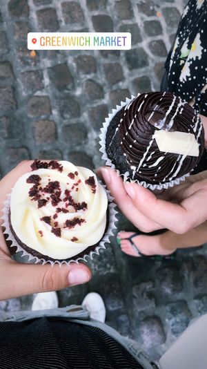 Chocolate and red velvet cupcake at Ruby's of London in South East London
