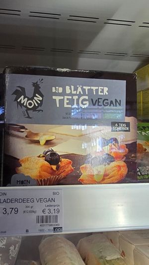 Vegan puff pastry at Odin cooperative supermarket Ceintuurbaan  in Amsterdam