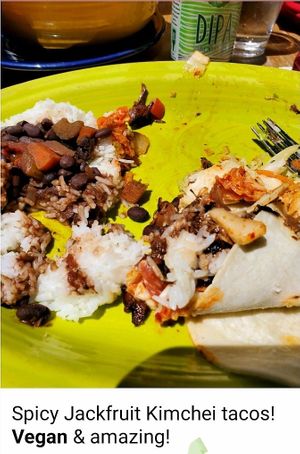 Kimchei tacos! at Hula's Island Grill in Monterey