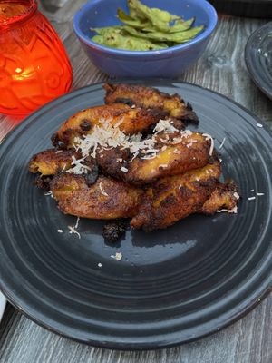 Plantain and edamame side dishes.   at Hula's Island Grill in Monterey