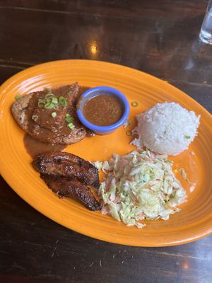 Jamaican Jerk with veggie chicken  at Hula's Island Grill in Monterey