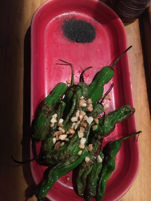 Shishito peppers appetizer! (Vegan) at Hula's Island Grill in Monterey